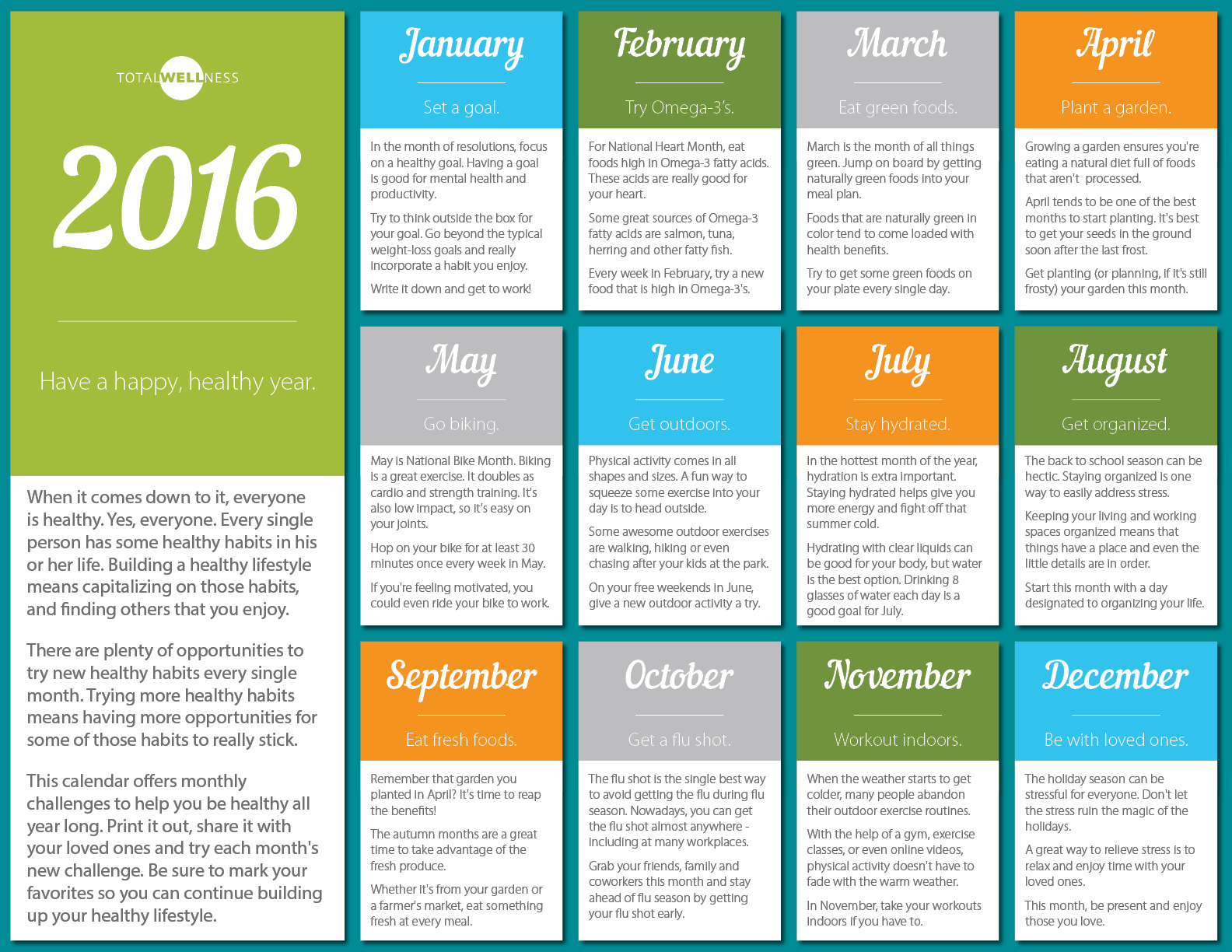 12 Steps To A Happy Healthy 2016 Infographic 